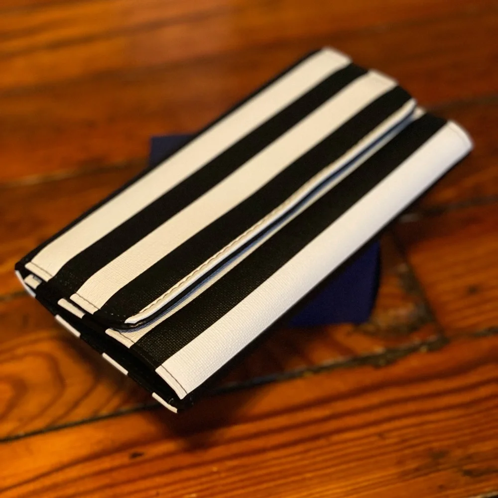 Kut from the Kloth black & white striped wallet NWT